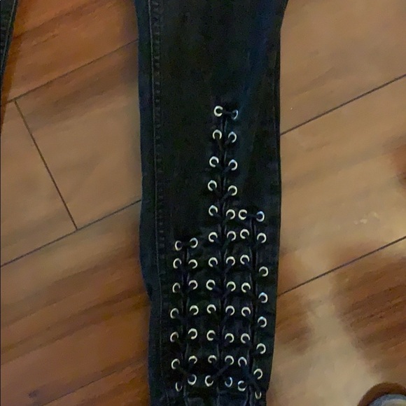 - TOPSHOP Moto Jamie eyelet lace leg High rise Jeans! Mob jeans goth - Picture 5 of 8